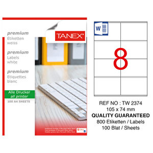 Tanex Tw-2374 Beyaz Etiket 105 mm x 74.25 mm buyuk 1