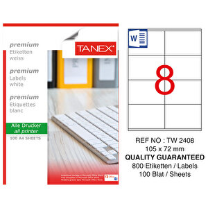 Tanex Tw-2408 Beyaz Sevkiyat ve Lojistik Etiketi 105 mm x 72 mm buyuk 1