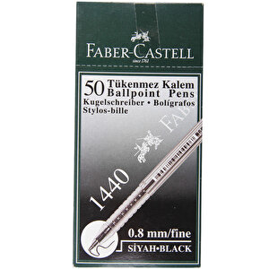 Faber-Castell 1440 Tükenmez Kalem 0.8 mm Çelik Uçlu Siyah 50'li Paket buyuk 2