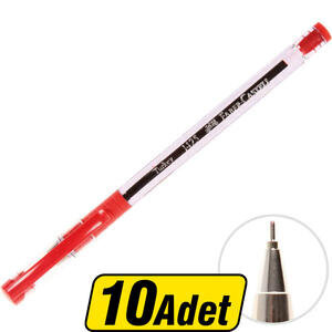 Faber-Castell 1425 Tükenmez Kalem 0.7 mm İğne Uçlu Kırmızı 10'lu Paket