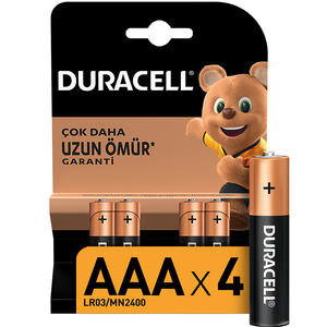 Duracell Alkalin AAA İnce Kalem Pil 4'lü Paket