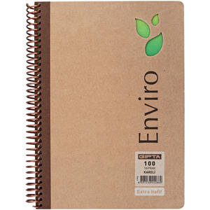 Gıpta Enviro Kraft Sert Kapaklı Spiralli Kareli Defter  21 cm x 29.7 cm 100 Yaprak