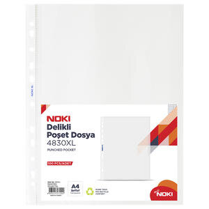 Noki 4830 XL Şeffaf Poşet Dosya Delikli A4 100'lü Paket