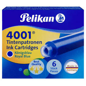 Pelikan 4001 Royal Dolma Kalem Mürekkep Kartuşu Küçük 6'lı Kutu Mavi