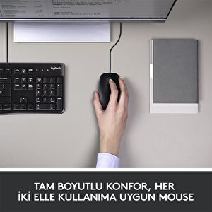 Logitech MK120 USB Kablolu Tam Boyutlu Türkçe Klavye Mouse Seti - Siyah buyuk 3