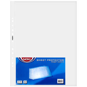 Noki 4836 A3 Delikli Şeffaf Poşet Dosya 25'li Paket