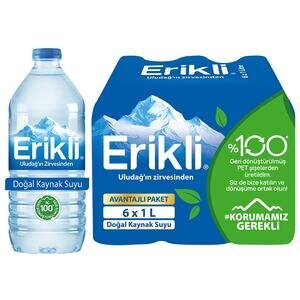 Erikli Doğal Kaynak Suyu 1 litre Pet Şişe 6'lı