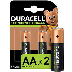 Duracell 1300 mAh Şarjlı AA Kalem Pil 2'li Paket