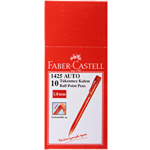 Faber Castell 1425 Auto Tükenmez Kalem 1 mm İğne Uçlu Kırmızı 10'lu Paket buyuk 2