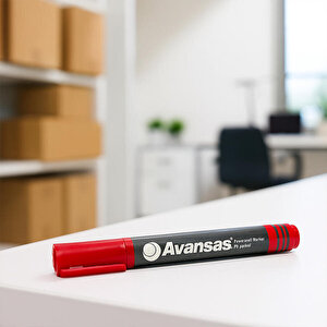 Avansas 907 Permanent Marker Koli Kalemi Yuvarlak Uçlu Kırmızı