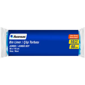 Avansas Çöp Torbası Jumbo Boy 80 cm x 110 cm Kalın Mavi 10'lu Paket