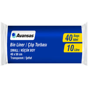 Avansas Çöp Torbası Mini Boy 40 cm x 50 cm Şeffaf 40'lı Paket