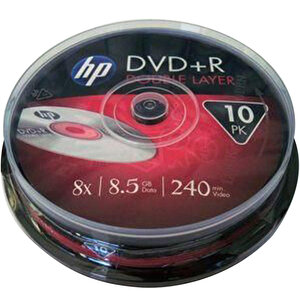 HP DVD+R DRE00060-3 8.5 GB 8X 10'lu Cake Box buyuk 1