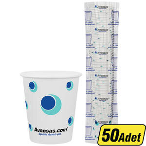 Avansas Karton Bardak Logolu 7 oz 50'li Paket