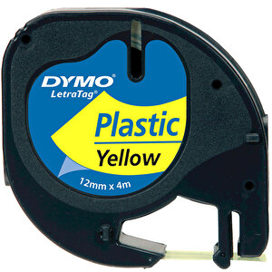 Dymo LetraTag Plastik Şerit (12mm x 4 mt) - Sarı (59423) buyuk 1