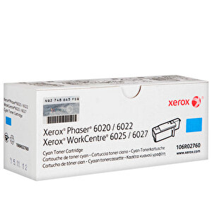 Xerox 106R02760 Phaser 6020/6022/WC6025/6027 Mavi Toner 1000 sayfa buyuk 2
