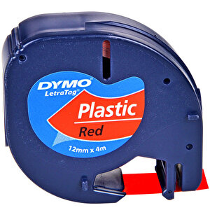 Dymo Letratag Plastik Etiket 12 mm x 4 m Kırmızı buyuk 1