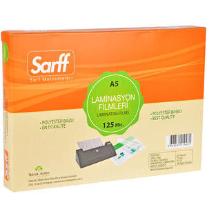 Sarff Laminasyon Filmi 125 Mikron Şeffaf 155 mm x 216 mm 100’lü Kutu