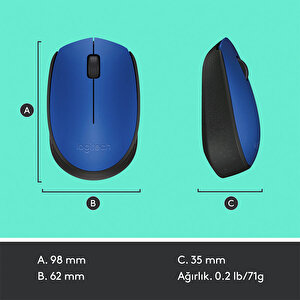 Logitech M171 USB Alıcılı Kablosuz Kompakt Mouse - Mavi buyuk 9