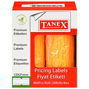 Tanex Motex Çizgili Turuncu 12 mm x 21 mm Fiyat Etiketi 24'lü Paket buyuk 2