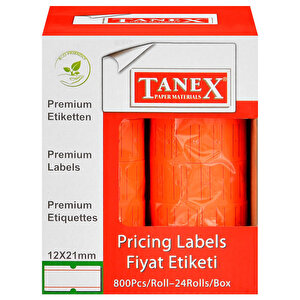 Tanex Motex Çizgili Kırmızı 12 mm x 21 mm Fiyat Etiketi 24'lü Paket buyuk 2