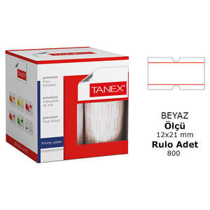 Tanex Motex Çizgili Beyaz 12 mm x 21 mm Fiyat Etiketi 24'lü Paket
