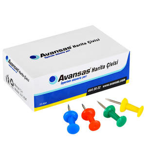 Avansas Av1494 Renkli Harita Çivisi 50'li Kutu