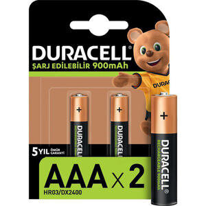 Duracell 900 mAh Şarjlı AAA İnce Kalem Pil 2'li Paket