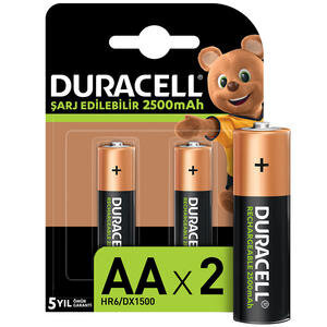 Duracell 2500 mAh Şarjlı AA Kalem Pil 2'li Paket