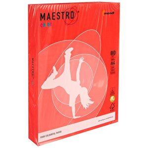 Maestro Color A4 Kırmızı Fotokopi Kağıdı 80 gr 1 Paket (500 Sayfa) buyuk 1