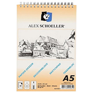 Alex Schoeller Spiralli Eskiz Blok A5 90 gr 1 Paket (60 sayfa) buyuk 1
