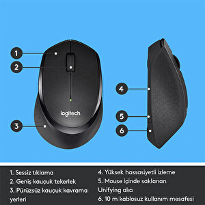 Logitech M330 Sessiz Kablosuz Optik Mouse - Siyah buyuk 6