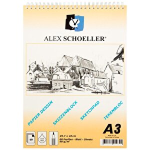 Alex Schoeller Spiralli Eskiz Blok A3 90 gr 60 Yaprak buyuk 1