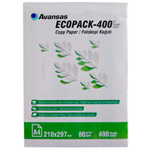 Avansas Ecopack-400 A4 Fotokopi Kağıdı 80 gr 1 Koli 5 Paket (2.000 Sayfa) buyuk 4