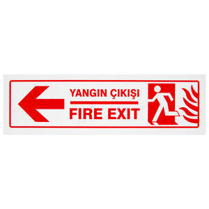 Yangın Çıkışı-Sol PVC Yönlendirme Levhası 7 cm x 24,5 cm