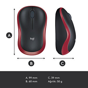 Logitech M185 USB Alıcılı Kompakt Kablosuz Mouse - Kırmızı buyuk 7