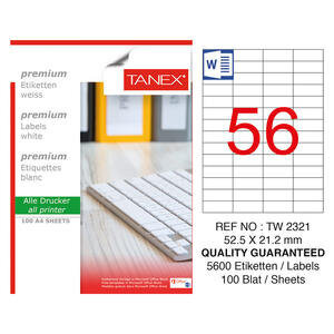 Tanex Tw-2321 Beyaz Etiket 52.5 mm x 21.2 mm