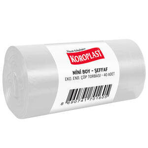 Koroplast Çöp Torbası Eko Endüstriyel Mini Boy 40 cm x 50 cm Şeffaf 40'lı Paket