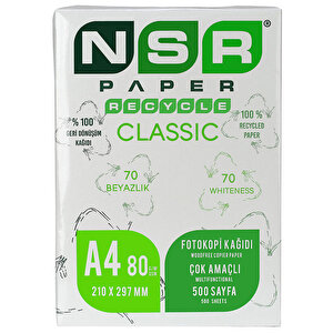 NSR Classic Geri Dönüştürülmüş A4 Fotokopi Kağıdı 80 gr Açık Gri 1 Koli 5 Paket (2.500 Sayfa) buyuk 3