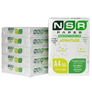 NSR Advantage Geri Dönüştürülmüş A4 Fotokopi Kağıdı 80 Gr 1 Koli (5 Paket) buyuk 1