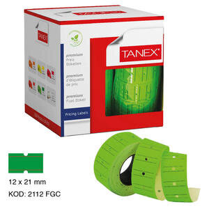 Tanex Motex Çizgili Yeşil 12 mm x 21 mm Fiyat Etiketi 24'lü Paket