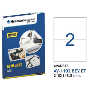 Avansas AV-1102 Beyaz Etiket 210x148,5 mm 2'li