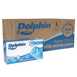 Dolphin Nitril Eldiven Large Mavi 100'lü
