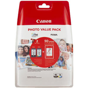 Canon PG-46 Siyah ve CL-56 Renkli Orijinal Kartuş Seti