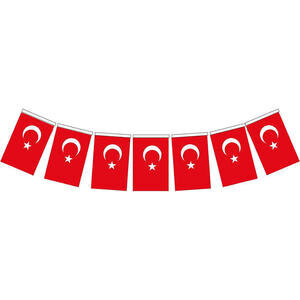 Türk Bayrağı İpli 6 cm x 11 cm  50'li Paket