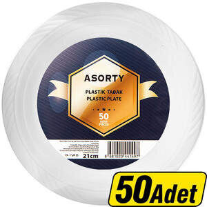 Asorty Plastik Tabak 21 cm 50'li