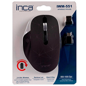 Inca Iwm-551 Kablosuz Usb+type C Şarj Edilebilir 1600dpi Mouse  buyuk 2