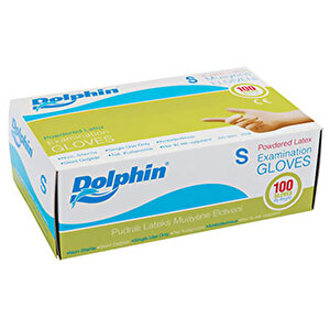 Dolphin Pudralı Latex Beyaz Eldiven Small 100'Lü buyuk 1