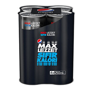 Pepsi Max Şekersiz Kalorisiz Kola Kutu 4x250 ml