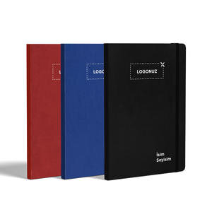 Termo Deri 13,5 cm x 21,5 cm Üst Alan Logo Alt Köşe İsim Baskılı Tarihsiz Ajanda/Defter